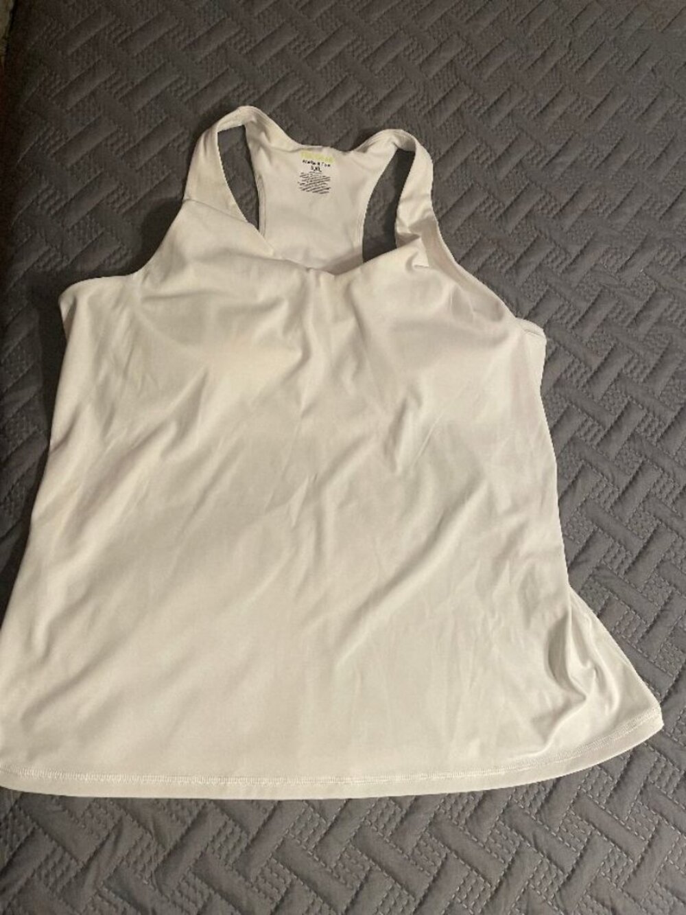 SPORTS BRA TANK TOP RACERBACK BY TEK GEAR WHITE XXL REMOVEABLE BRA PADS